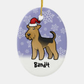 Kerstmis Airedale Terrier/Welsh Terrier Keramisch Ornament (Voorkant)