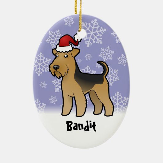 Kerstmis Airedale Terrier/Welsh Terrier Keramisch Ornament (Achterkant)