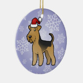 Kerstmis Airedale Terrier/Welsh Terrier Keramisch Ornament (Rechts)