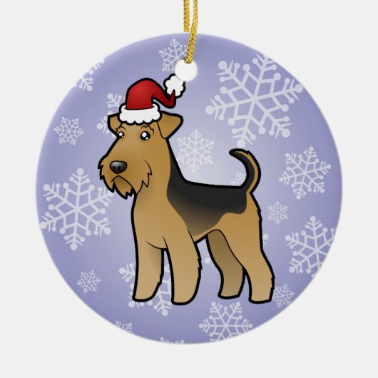 Kerstmis Airedale Terrier/Welsh Terrier Keramisch Ornament (Voorkant)