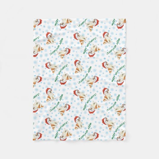 Kerstmis Akita Fleece Blanket Deken (Voorkant)
