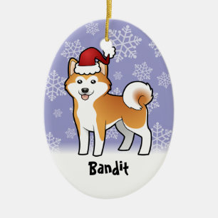 Kerstmis Akita Inu / Shiba Inu (naam huisdieren to Keramisch Ornament