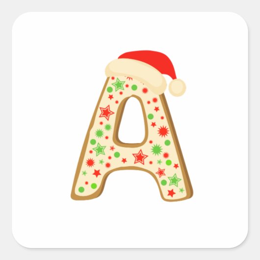 Kerstmis Alfabetten letter A Vierkante Sticker (Voorkant)