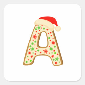 Kerstmis Alfabetten letter A Vierkante Sticker