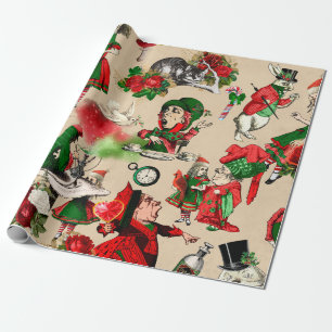 Kerstmis Alice In Wonderland Cadeaupapier