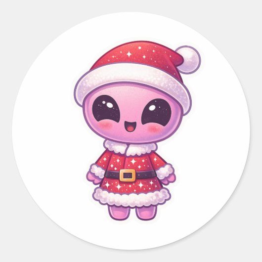 Kerstmis Alien Sticker 2 (Voorkant)