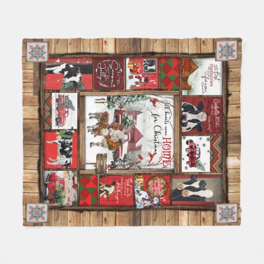 Kerstmis alle hart komt thuis Funny Koe Fleece Deken (Voorkant (Horizontaal))