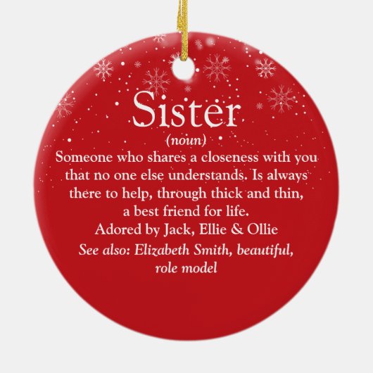 Kerstmis Allerbeste Zus Ooit Definitie Keramisch Ornament (Achterkant)