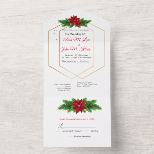 Kerstmis Alles in Een All In One Uitnodiging (Binnen)