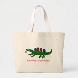 Kerstmis Alligator Boodschappentas Grote Tote Bag