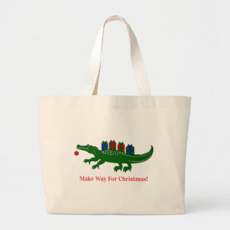 Kerstmis Alligator Boodschappentas Grote Tote Bag