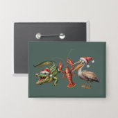Kerstmis Alligator Pelikaan Rivierkreeft Gans Dier Button (Voorkant / Achterkant)