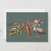 Kerstmis Alligator Pelikaan Rivierkreeft Gans Dier Feestdagenkaart (Voorkant)