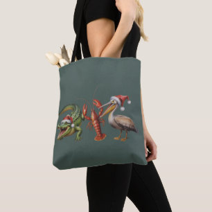 Kerstmis Alligator Pelikaan Rivierkreeft Gans Dier Tote Bag