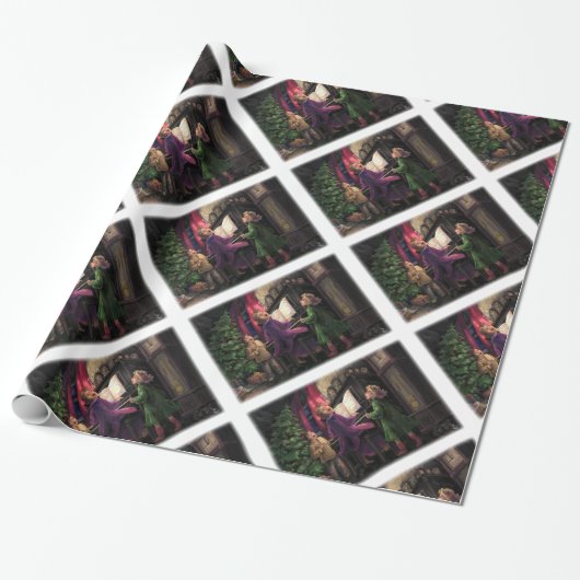 Kerstmis Along Cadeaupapier (Uitgerold)