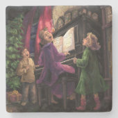 Kerstmis Along Stenen Onderzetter (Voorkant)