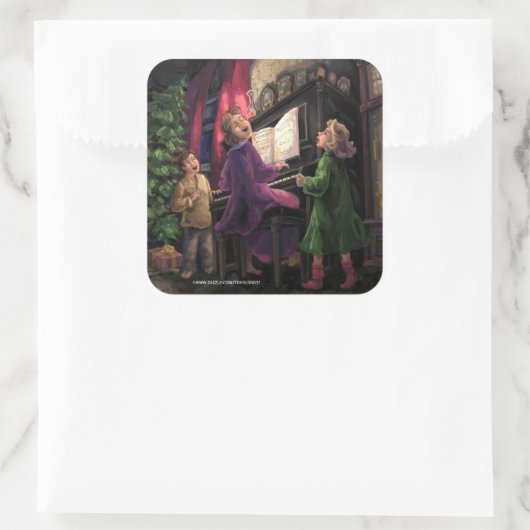 Kerstmis Along Vierkante Sticker (Tas)