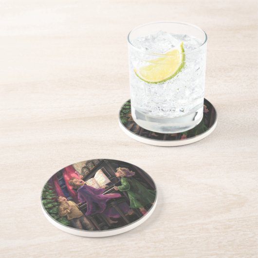 Kerstmis Along Zandsteen Onderzetter (Zijkant)