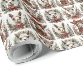 Kerstmis Alpaca Thema Kerstcadeau Inpakpapier