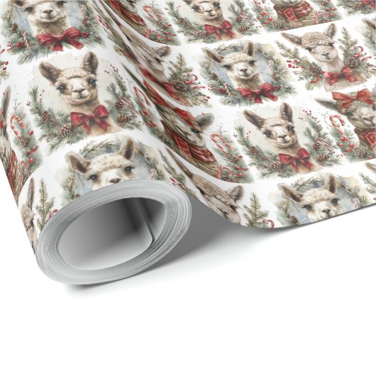 Kerstmis Alpaca Thema Kerstcadeau Inpakpapier (Rol Hoek)