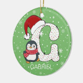Kerstmis Alphabet G Santa Hat Penguin Sneeuwvlok Keramisch Ornament (Links)