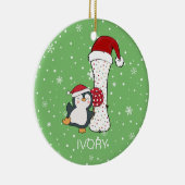 Kerstmis Alphabet I Santa Hat Penguin Sneeuwvlok Keramisch Ornament (Rechts)