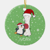 Kerstmis Alphabet I Santa Hat Penguin Sneeuwvlok Keramisch Ornament (Voorkant)