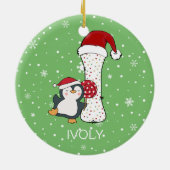 Kerstmis Alphabet I Santa Hat Penguin Sneeuwvlok Keramisch Ornament (Achterkant)