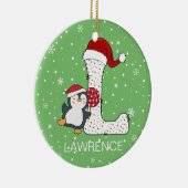 Kerstmis Alphabet L Santa Hat Penguin Sneeuwvlok Keramisch Ornament (Rechts)