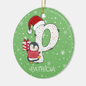 Kerstmis Alphabet P Santa Hat Penguin Sneeuwvlok Keramisch Ornament (Links)
