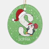 Kerstmis Alphabet S Santa Hat Penguin Sneeuwvlok Keramisch Ornament (Links)