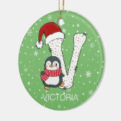Kerstmis Alphabet V Santa Hat Penguin Sneeuwvlok Keramisch Ornament (Links)