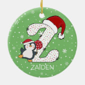 Kerstmis Alphabet Z Santa Hat Penguin Sneeuwvlok Keramisch Ornament (Achterkant)