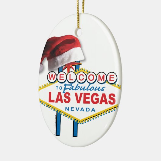 Kerstmis als Vegas Sign. Keramisch Ornament (Links)