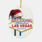 Kerstmis als Vegas Sign. Keramisch Ornament (Voorkant)