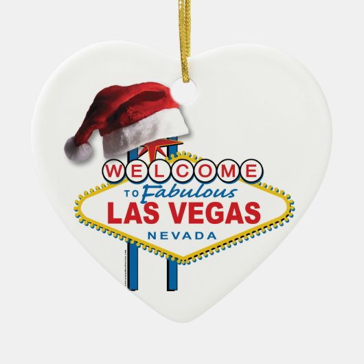Kerstmis als Vegas Sign. Keramisch Ornament (Voorkant)