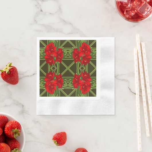Kerstmis Amaryllis Cocktail Napkins Servet (Insitu)