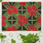 Kerstmis Amaryllis op Black Kitchen Towel Theedoek (Gevouwen)