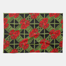 Kerstmis Amaryllis op Black Kitchen Towel Theedoek