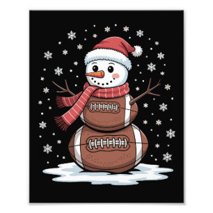 Kerstmis American Football Sneeuwman Xmas Sport Foto Afdruk