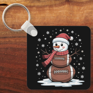 Kerstmis American Football Sneeuwman Xmas Sport Sleutelhanger