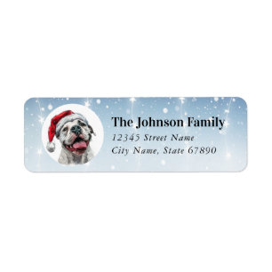 Kerstmis Amerikaanse Bulldog Retouradreslabels Etiket