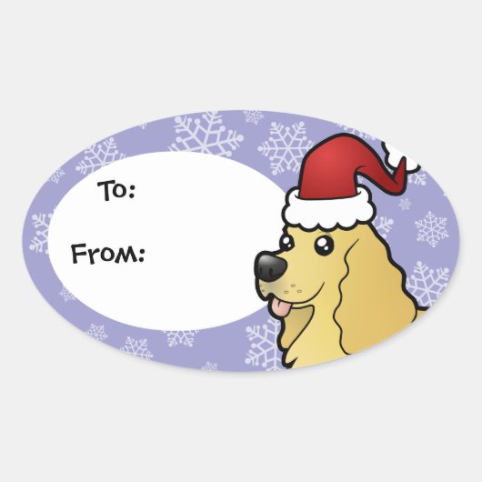 Kerstmis Amerikaanse Cocker Spaniel Ovale Sticker (Voorkant)