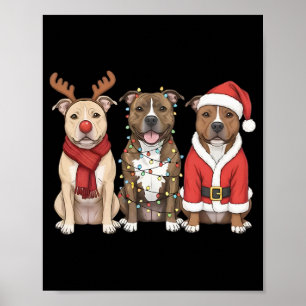 Kerstmis Amerikaanse Pitbull Terrier Kerst Pittie  Poster