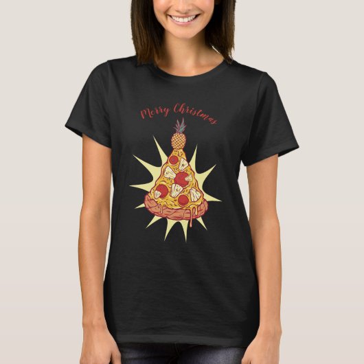 Kerstmis Ananas Pizza T-shirt (Voorkant)