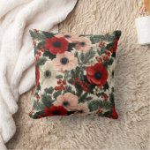 Kerstmis Anemone Bloemstuk Achtergrond Kussen (Deken)