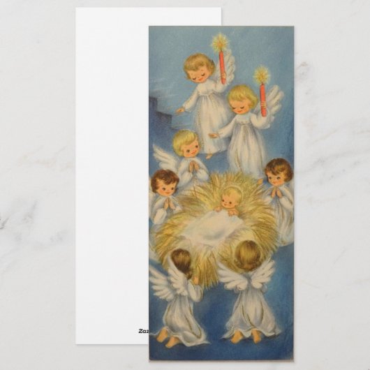 Kerstmis  Angel Girls rond Baby Feestdagenkaart (Voorkant / Achterkant)