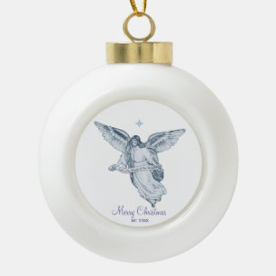 Kerstmis  Angel met bericht op witte Cera Keramische Bal Ornament