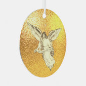 Kerstmis  Angel met bericht over Golden Metalen Ornament (Voorkant Rechts)