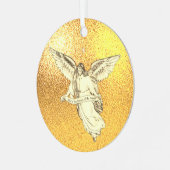 Kerstmis  Angel met bericht over Golden Metalen Ornament (Voorkant links)